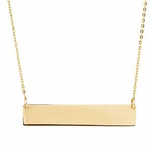 Set of 2 Plain Gold Bar Necklaces Engraved Jewelry